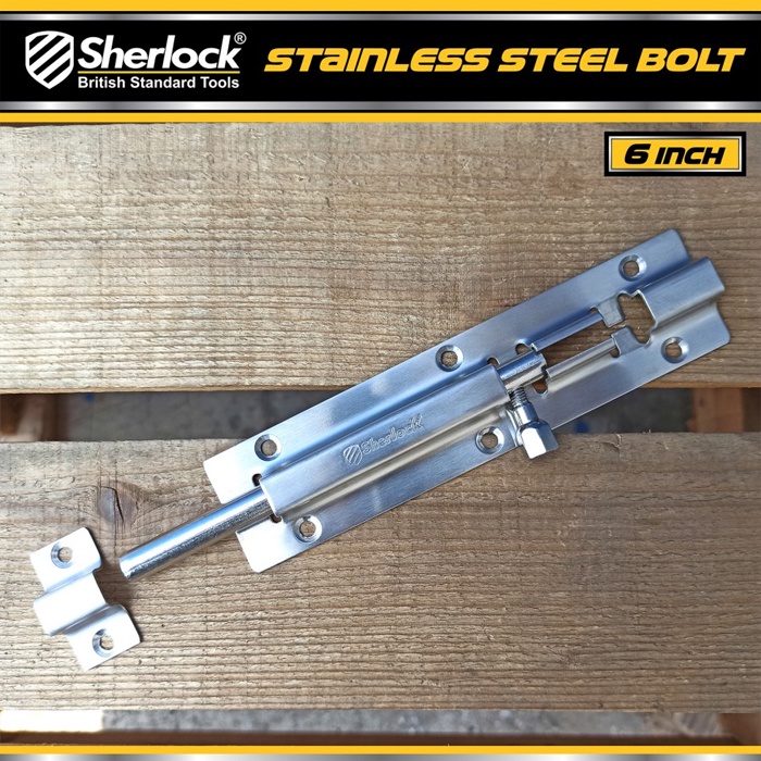 Grendel Slot Kunci Pintu 6 inch Sherlock Stainless Steel