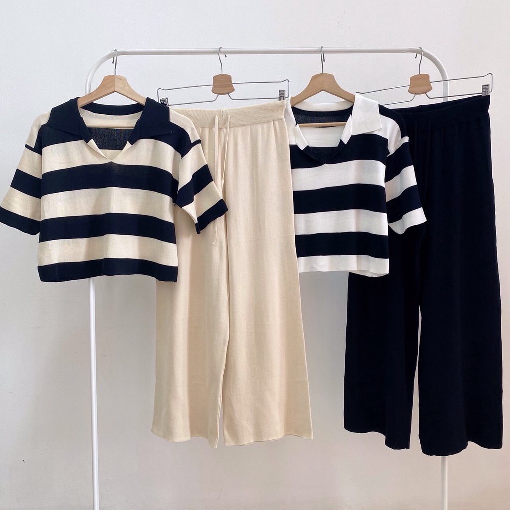 [FG] Relax Stripes Knit Set Top & Pants SET6451-7