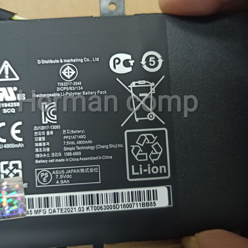 Original Baterai Asus A451 A451L A451LA A451LB A451LN S451 S451LA V451 V451LA C21N1335