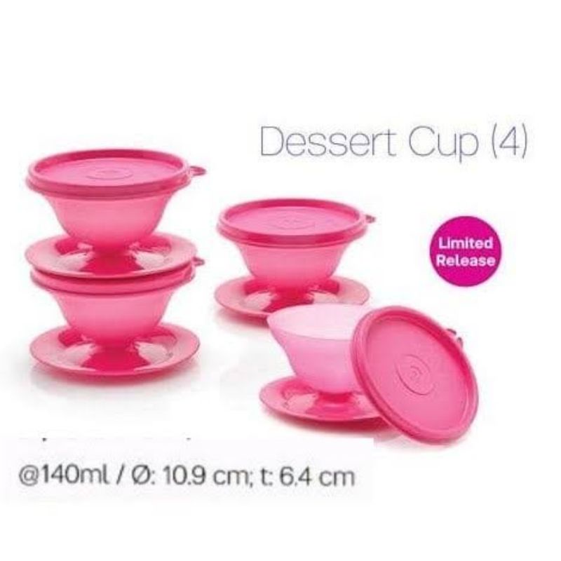 Tupperware Dessert glass set isi 4/gelas es krim/gelas puding/gelas pink
