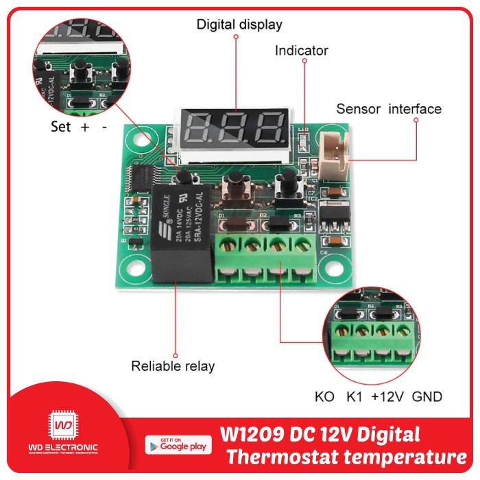 XH-W1209  W1209 DC 12V Thermostat Temperature Control switch