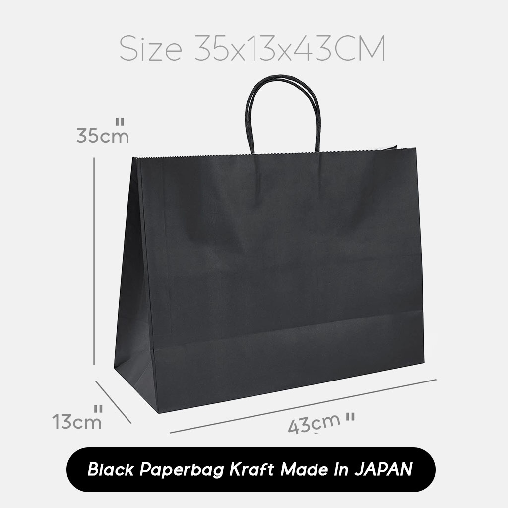 

Paper bag hitam besar 35x13x43cm / Paper bag kado souvenir wedding packing olshop / Papper bag tali kertas warna hitam / Paperbag polos hitam packaging online shop murah