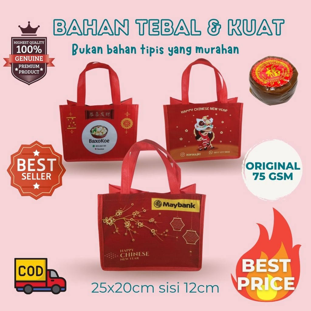 Tas Imlek Custom Pakai Nama Ucapan Souvenir Imlek Chinese New Year Goodie Bag Imlek Promo