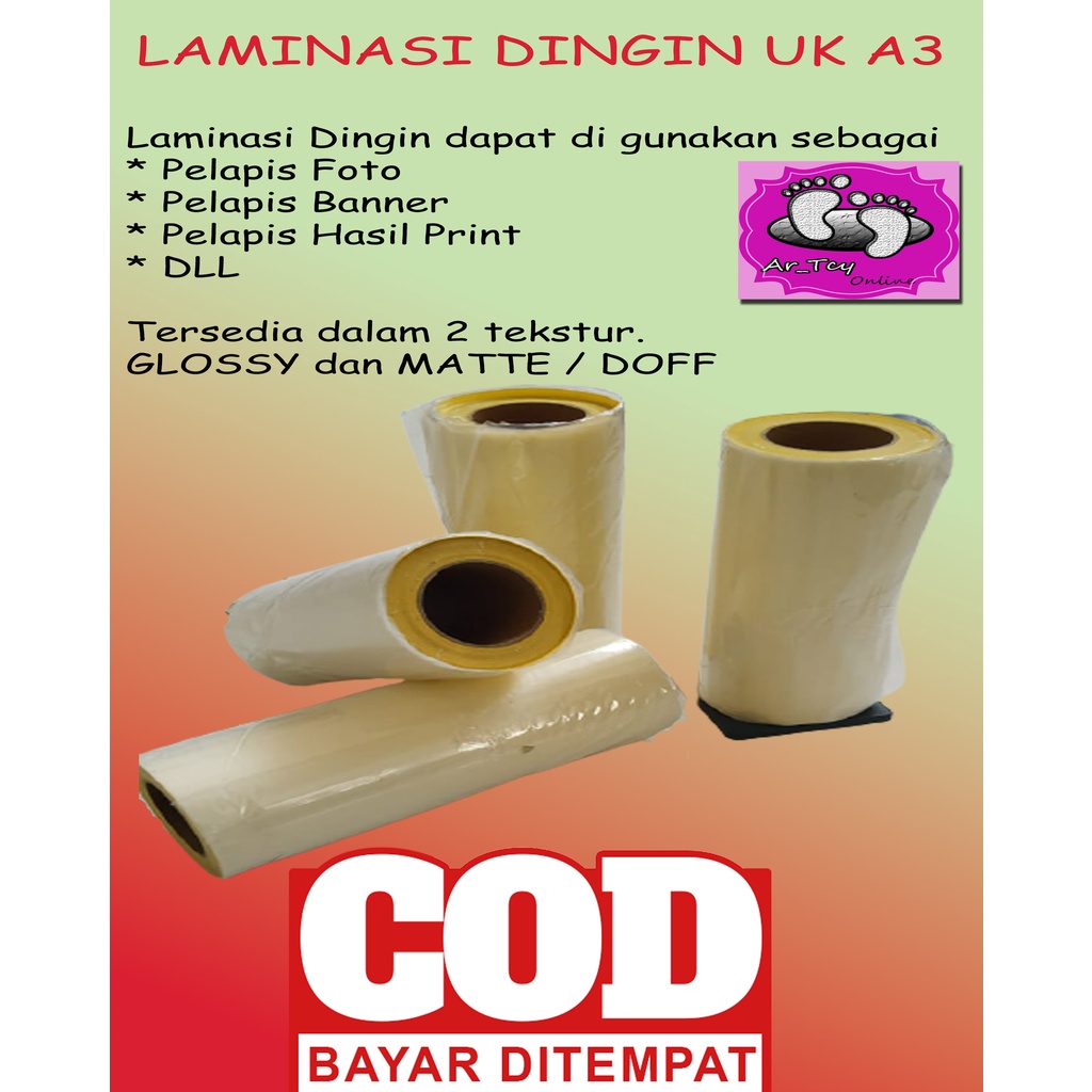 

Laminasi Laminating Dingin Glossy Doff Dof Roll Rol Matte uk A3