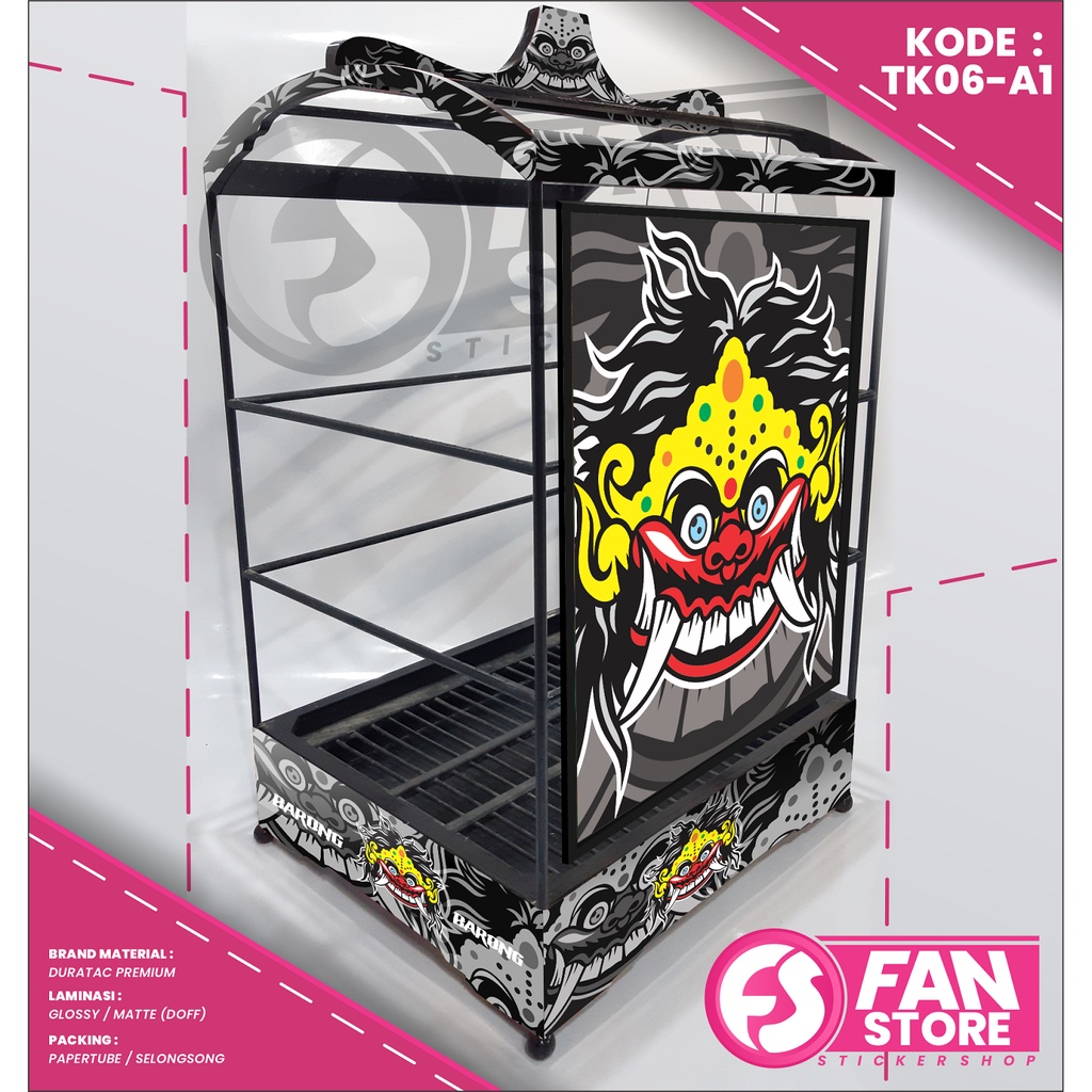 STIKER DECAL SANGKAR KENARI KOTAK BARONG HITAM - STICKER SANGKAR BURUNG KENARI - STIKER TEBOK KENARI