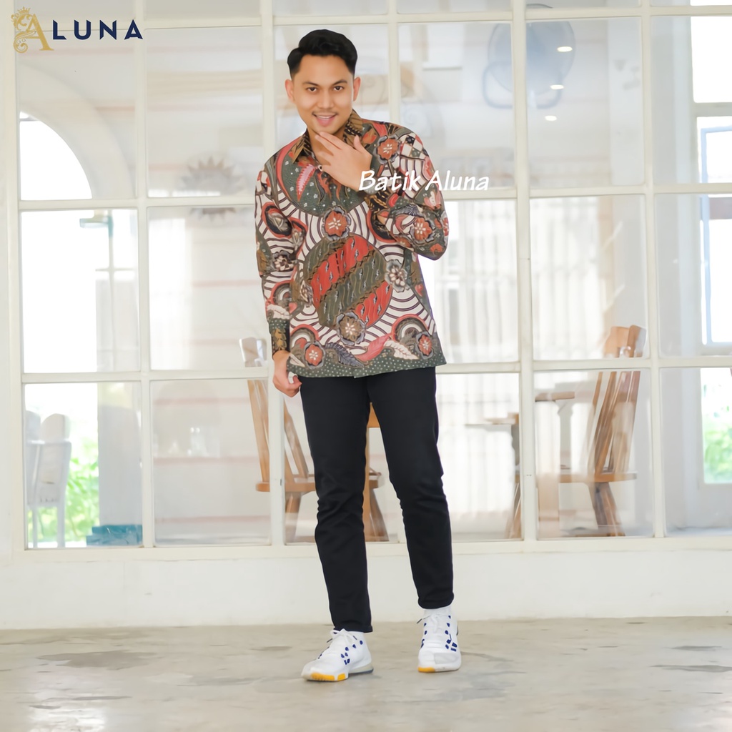 KEMEJA BATIK PRIA PREMIUM LENGAN PANJANG REGULAR BATIK ALUNA PCW 018