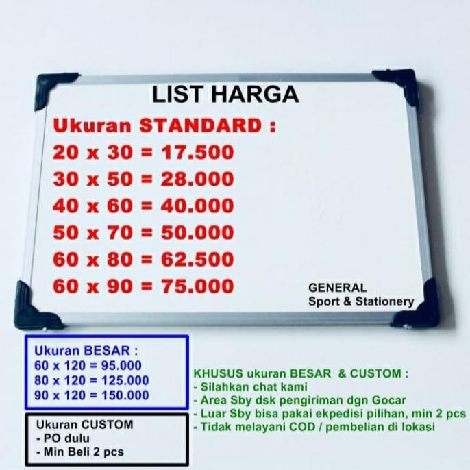 

Papan Tulis / White Board 50x70 Whiteboard