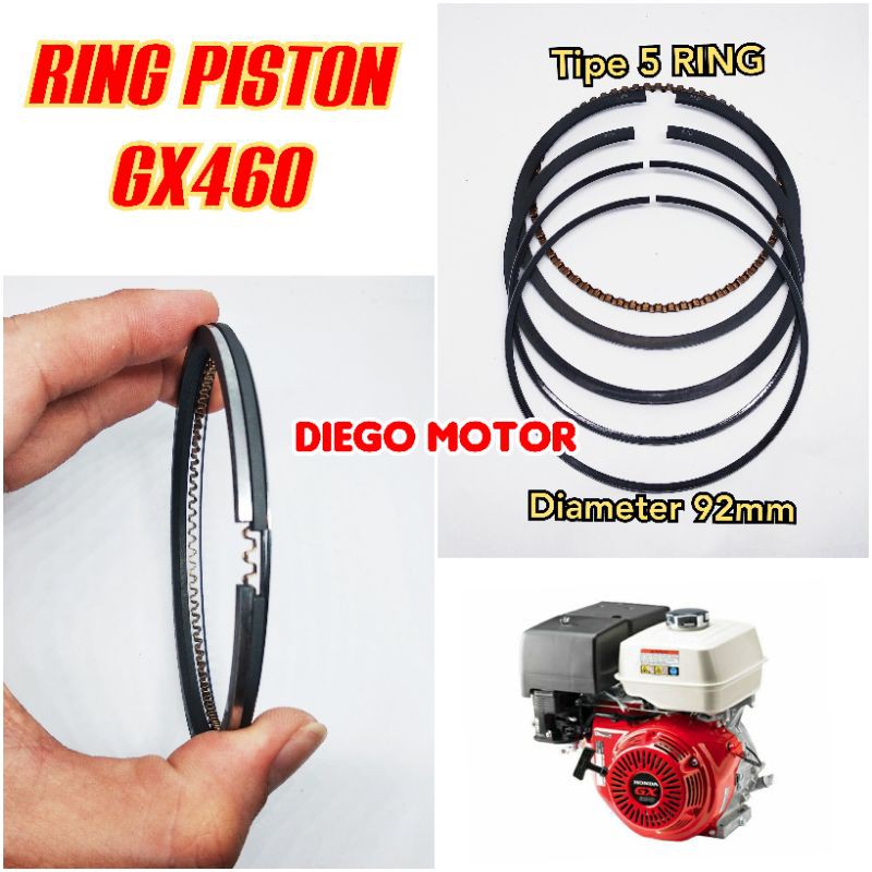 Ring piston seher mesin penggerak bensin Honda GX460 22pk Genset tipe 10kw