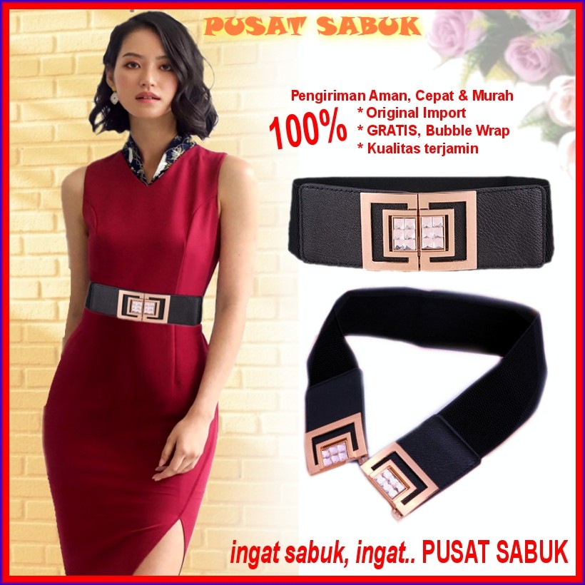 Ikat Pinggang Fashion Elastis Wanita Gesper Women Belt Karet Sabuk Obi Cewek Korea Oby Besar murah