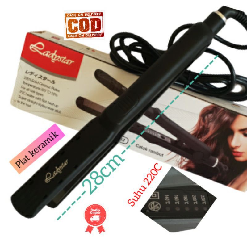 Ladystar Ls 5002 Alat Catok Rambut Keramik 2in1 Lurus Rebonding Curly Keriting Blow Original Murah