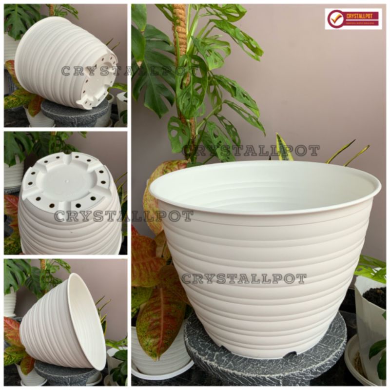 POT BUNGA TANAMAN JM RUPLAS SUPER TAWON PUTIH 40CM - SUPER TAWON 40 PUTIH