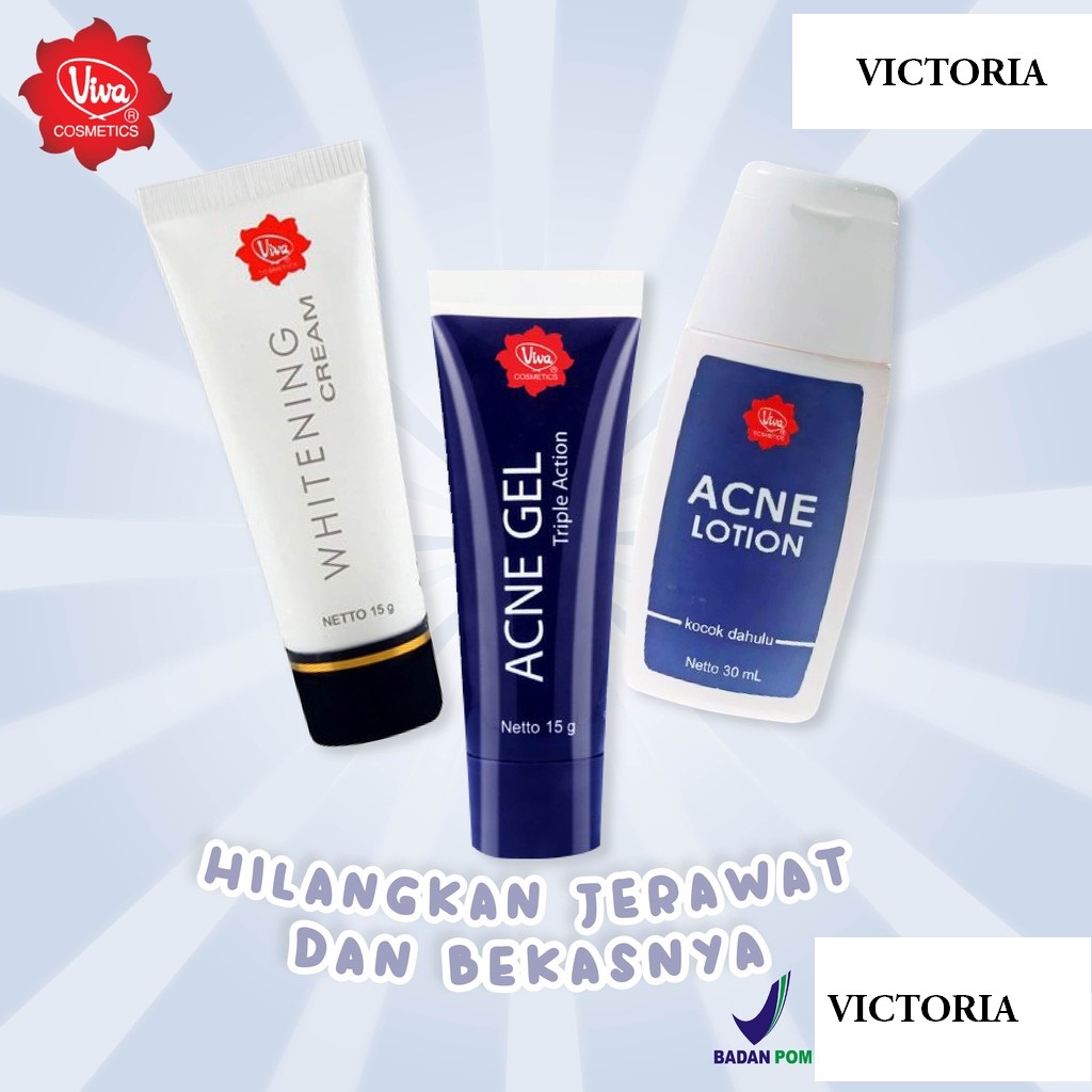 Viva Acne Gel 15g / Lotion 30ml Triple Action | Whitening Cream Bekas Jerawat (KIM)