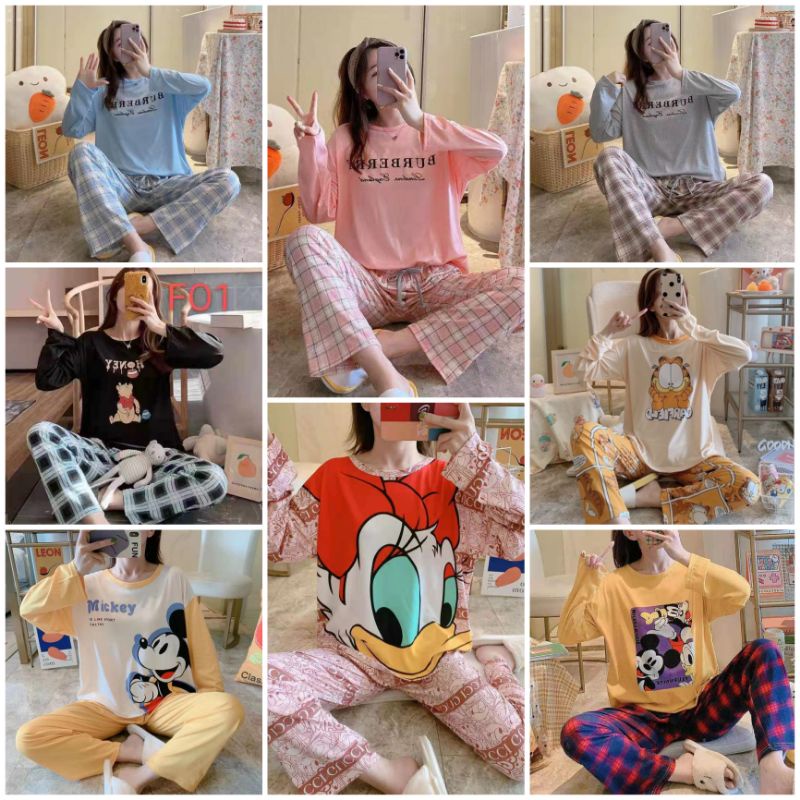 Piyama Oversize Kaos / Set Baju Tidur Wanita pakaian tidur wanita kaos set baju tidur wanita PIYAMA 