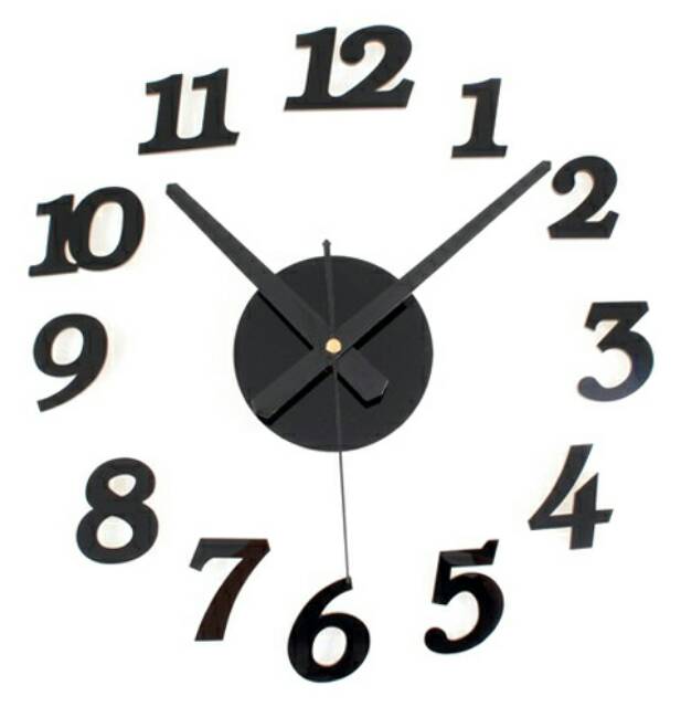 DIY Wall Clock 30-50cm Diameter - ELET00666 / Jam Dinding - Black