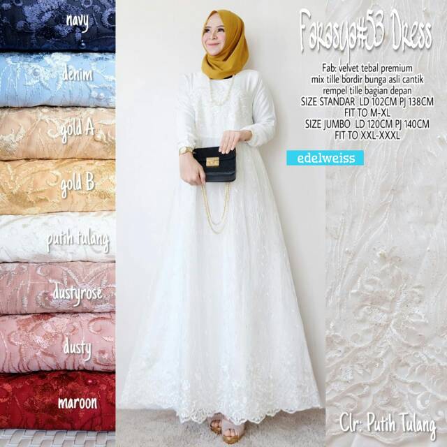 Farasya #53 dres tile mewah mat velvet tebal mix tile bordir bunga cantik