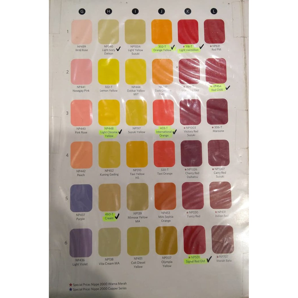 Kode Warna Cat Mobil Danagloss Masnurul