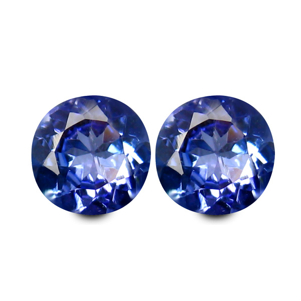 Certified Matching Pair VVS Round 1.11ct Tcw Natural Purplish Blue Tanzanite, Tanzania TZ157