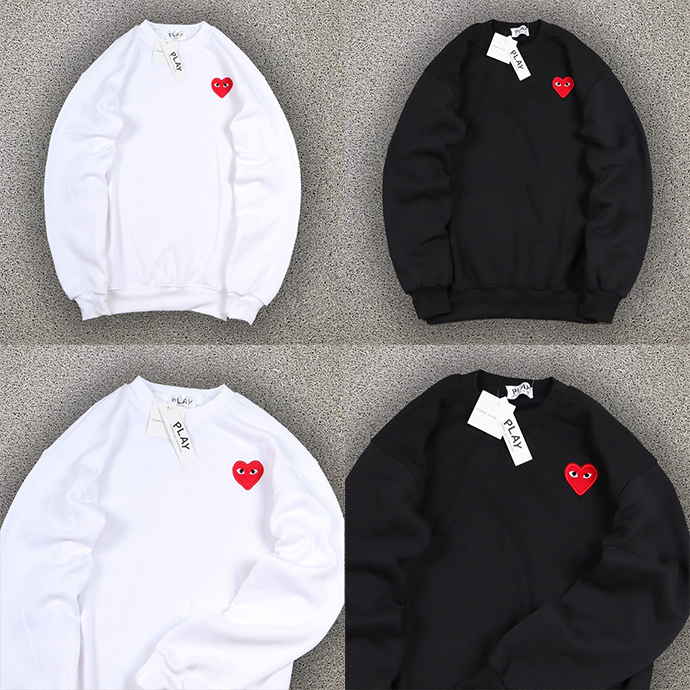 JAKET SWEATER CREWNECK PLAY COMME DES GARCONS HITAM DAN PUTIH AUTHENTI - M, Putih