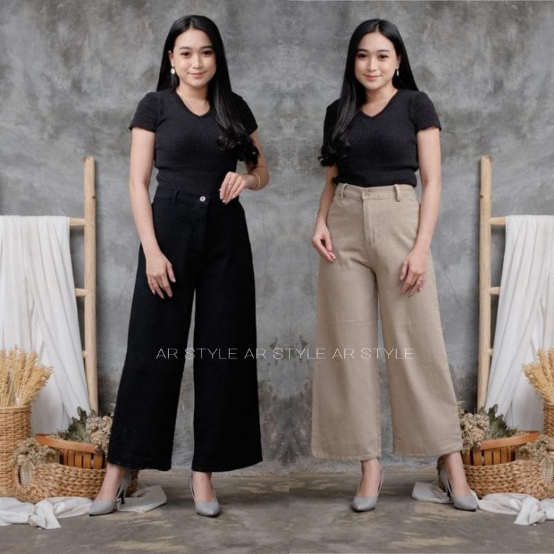 MOZZA JEANS CULLOTE - KULOT JEANS WANITA SERIES WARNA HITAM PUTIH KHAKI MOCCA CHOCO SAGE LILAC