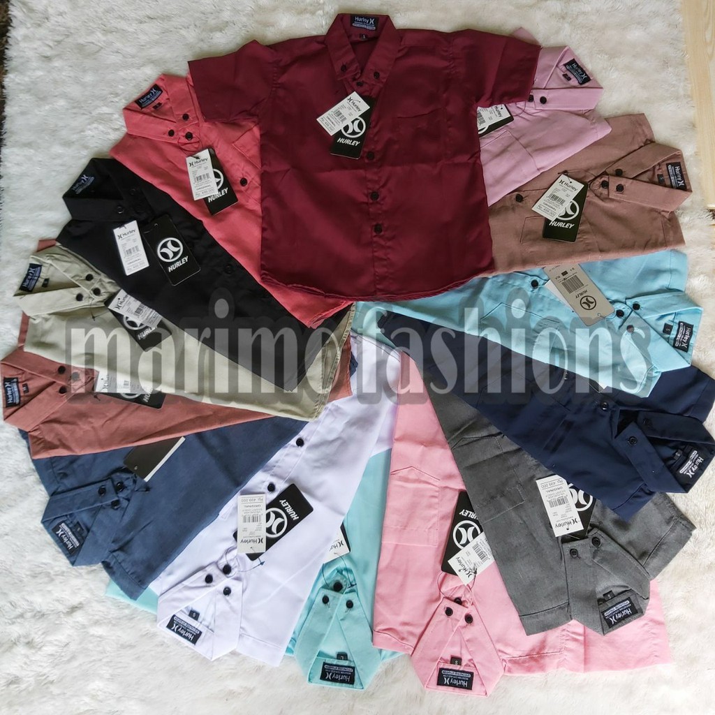 marimofashions kemeja polos anak lengan pendek size 1-9 tahun laki laki perempuan