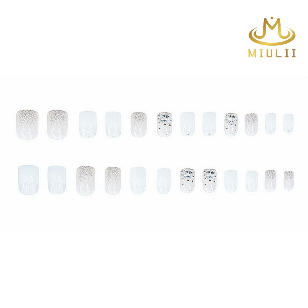 MIULII / KUKU PALSU  Fantasy White A0206 / 24PCS / 3D / NAIL ART / PREMIUM / PUTIH / CUTE / FREE LEM JELLY / KUTEK