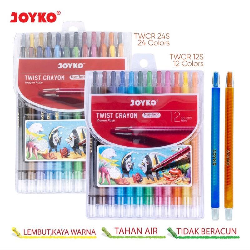 

Crayon Twist Joyko Putar 12 Warna TWCR-12S/24 Warna TWCR-24S Twist Crayons