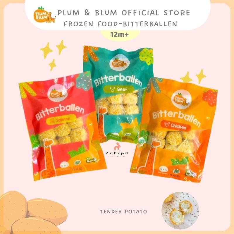 PLUM&amp;BLUM FROZEN BITTERBALLEN CHEESE CHICKEN BEEF SALMON MAC N CHEESE - BOLA KENTANG KEJU AYAM SAPI SALMON NO MSG 12PCS