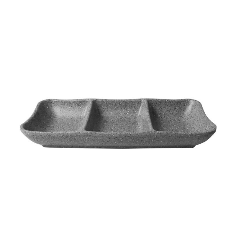 P9A / P-9A 7 Inch Tempat Sambal Kotak Sekat 3 Model Batu (19,2x8,3x2,6cm)