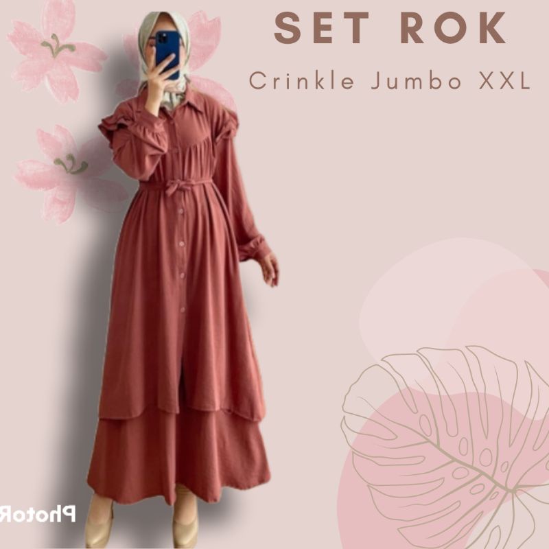 (PART B) SET ROK CRINKLE ADIBA JUMBO XXL / SETELAN ROK FASHION MUSLIMAH POLOS / SET ROK BUSUI FRIEND