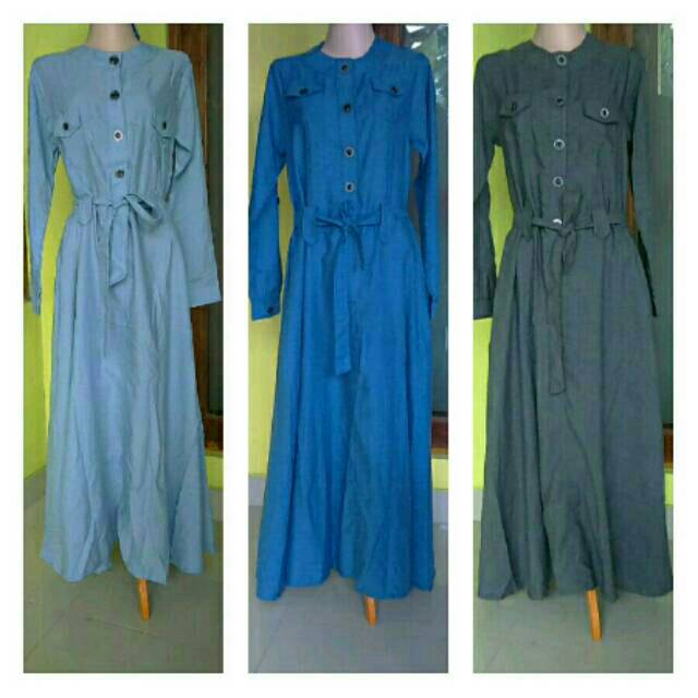 Gamis denim lembut,halus nyaman