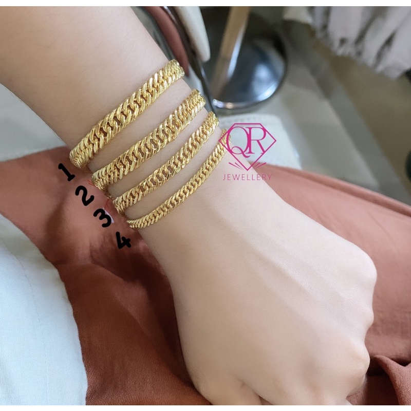 gelang rantai papan 2 jalan GDN, golden replika emas 24k replika logam mulia