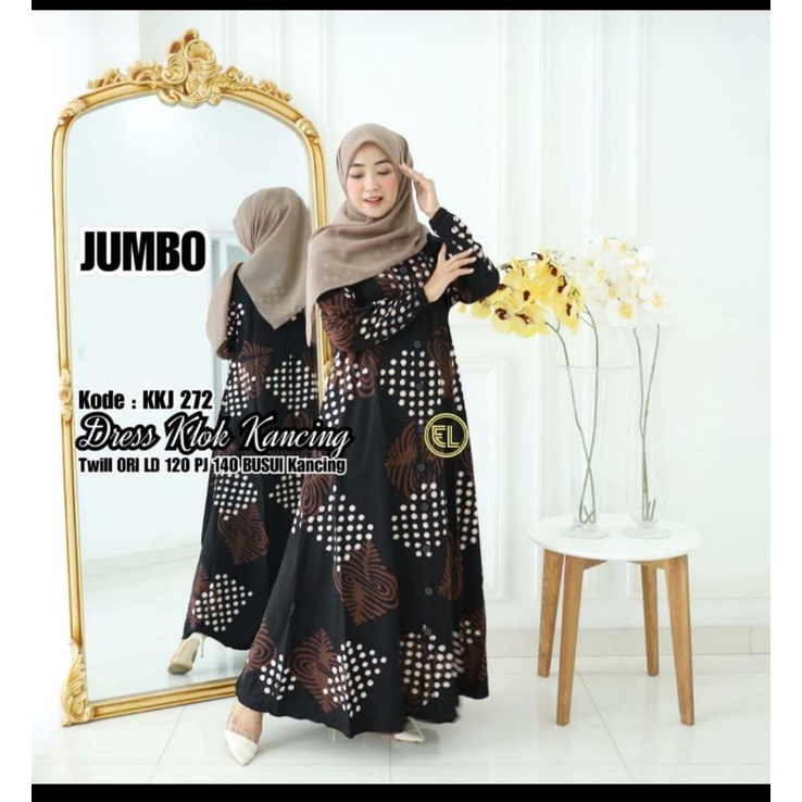 motif terbaru gamis twill ori batik elzhaf KKJ 272