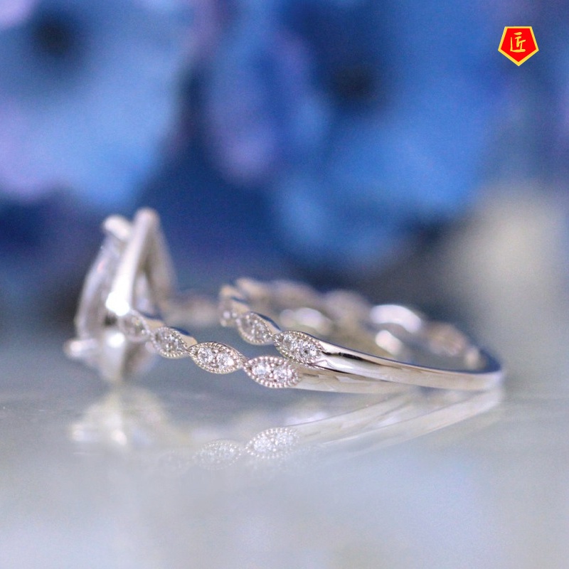 [Ready Stock]Women's Drop-Shaped Diamond Double-Layer Ring