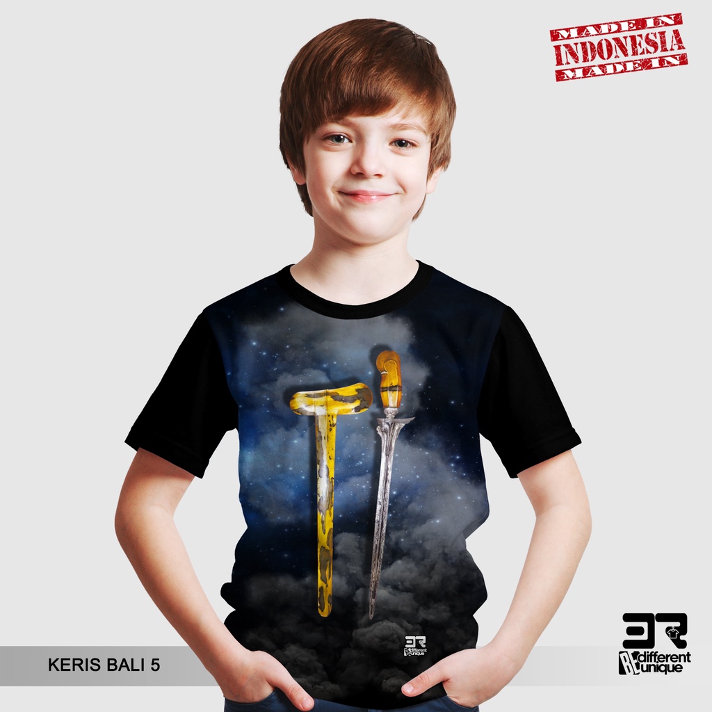 [ COD / BAYAR DI TEMPAT ] KAOS DISTRO PRINTING ANAK ANAK GAMBAR PUSAKA KERIS BALI 5