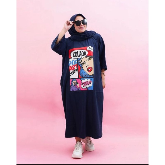 LONG TUNIK ZLQ COMBAD 20S // MIDI DRES KEKINIAN HITS TERBARU