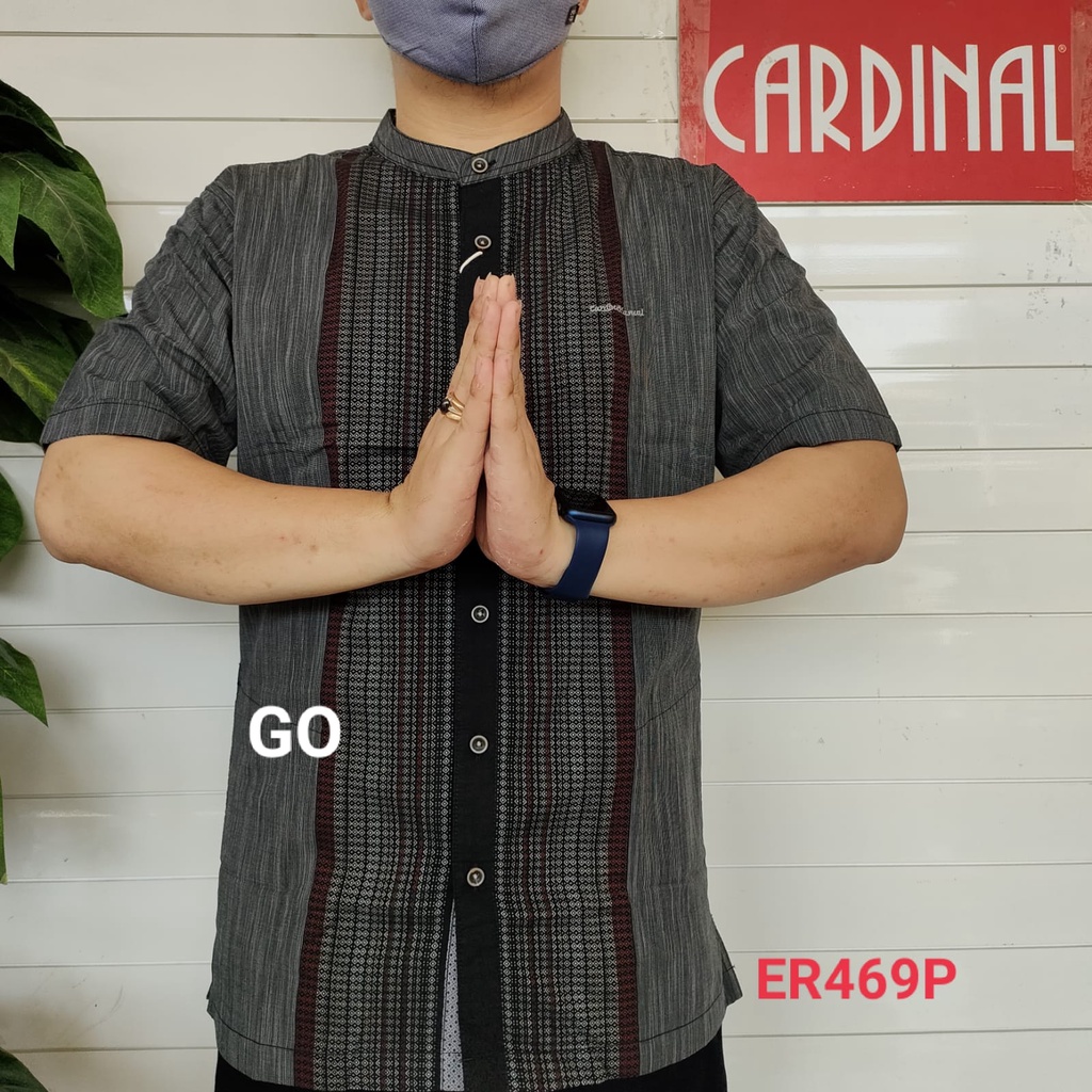 gof M-L CARDINAL KEMEJA KOKO Taqwa Pakaian Pria Original Baju Muslim Salur Lengan Pendek Kekinian TQS