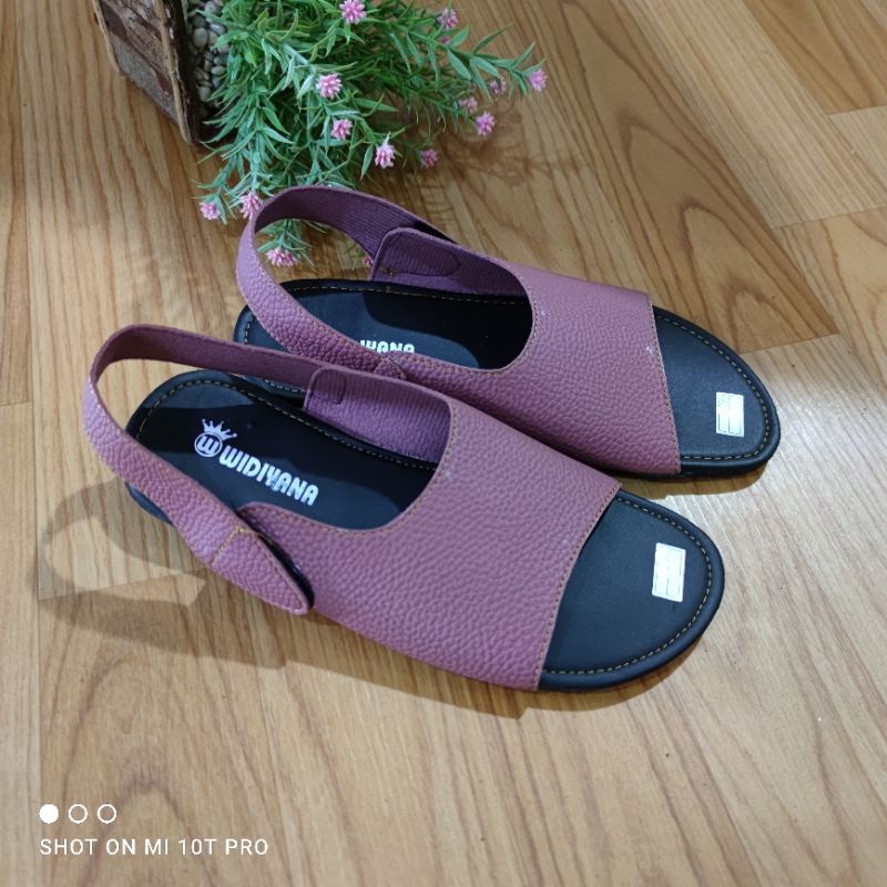 Sandal Wanita Papirut talincang kulit jeruk sol karet mentah