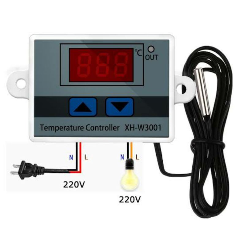 Termostat W3001 Digital AC 220V Thermostat XH-W3001 Alat Pengatur Suhu Panas Dingin