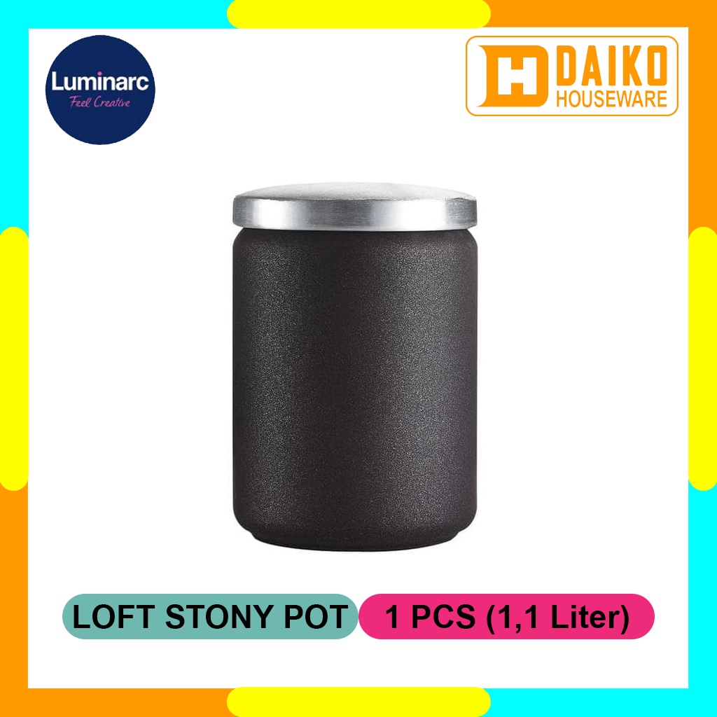 Toples Luminarc Loft Stony Grey Pot 1 L - Tempat Makanan - Storage Original Luminarc