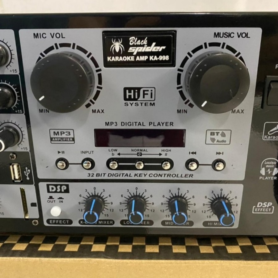 Power ampli blackspider ka 998 key control karaoke amplifier efect dsp