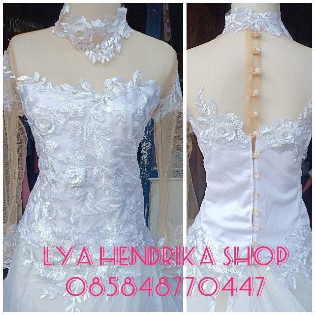 Atasan baju pengantin/kebaya modern putih 3,D