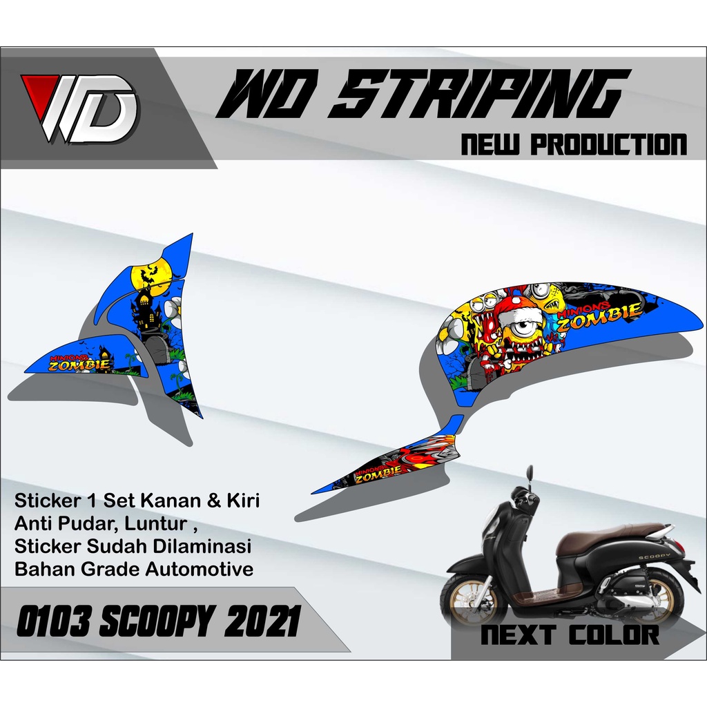 0103 Stiker striping motor honda scoopy 2021 list variasi minion keren