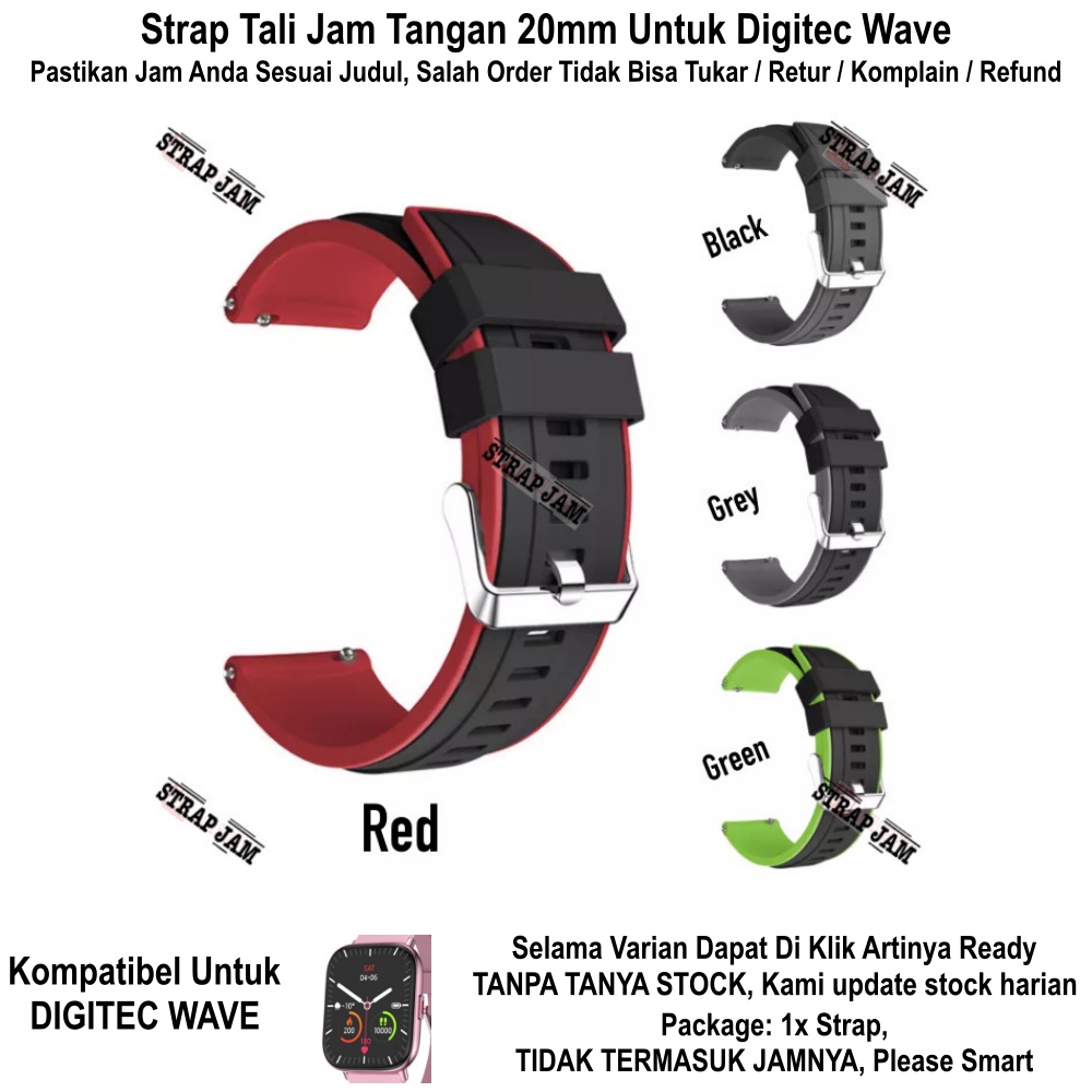 SSR Tali Jam Tangan Digitec Wave - Strap Smart Watch 20mm Silikon List Warna