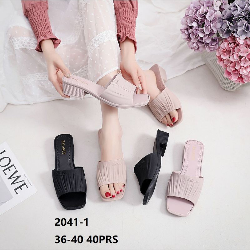 sandal wanita selop hak karet sendal slop jelly balance2041-1