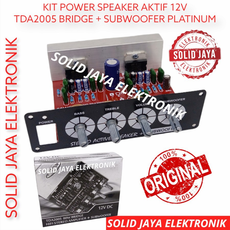 KIT POWER SPEAKER AKTIF 12V DC 80W BRIDGE SUBWOOFER SUB SUBWOFER AKI ACCU 12VDC 12VOLT 12 V DC MOBIL CAR AMPLI AMPLIIFER 12VDC TDA2005 BRIDGE PLUS PANEL TONE CONTROL SUBWOOFER 80W 80 W WATT TDA 2005 PLATINUM ASLI ORI ORIGINAL