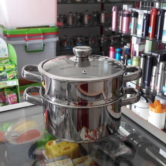 Panci Bima Steamer Set 24cm Origin Classic Tempered Glass Lid B2001524