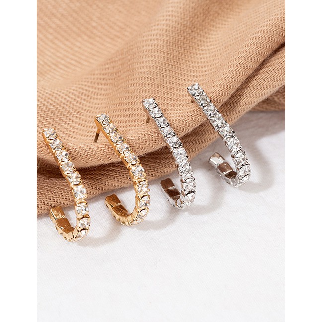 LRC Anting Tusuk Fashion U-shaped Diamond Earrings F4881X