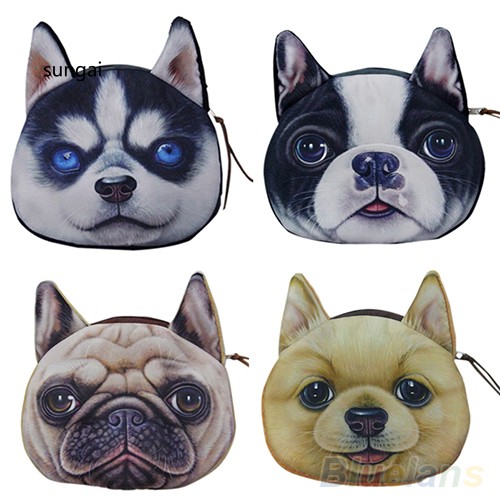 Sg Dompet Koin Kosmetik Makeup Motif Muka Anjing Lucu Dengan