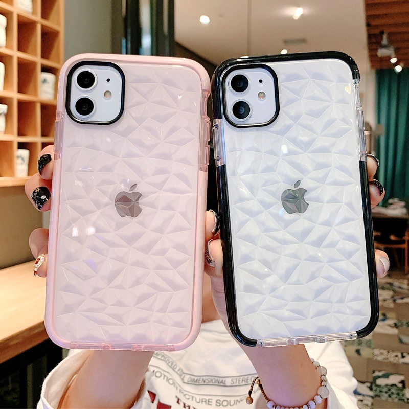 Case Kristal Transparan Motif Berlian 3D Untuk IPhone 11 12 14 13 Pro Max 14 Plus