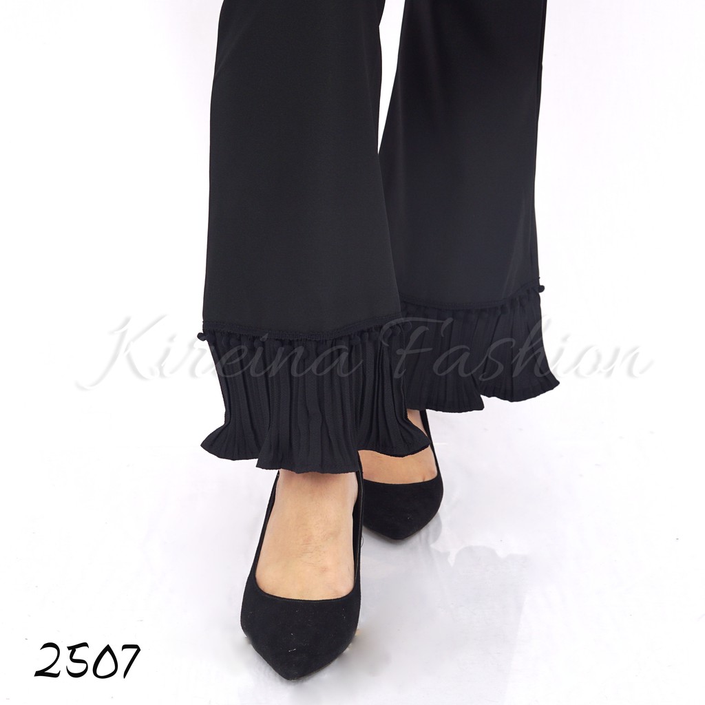 Celana Cutbray Scuba Wanita Scuba Pants Khusus Hitam | Kireina Fashion